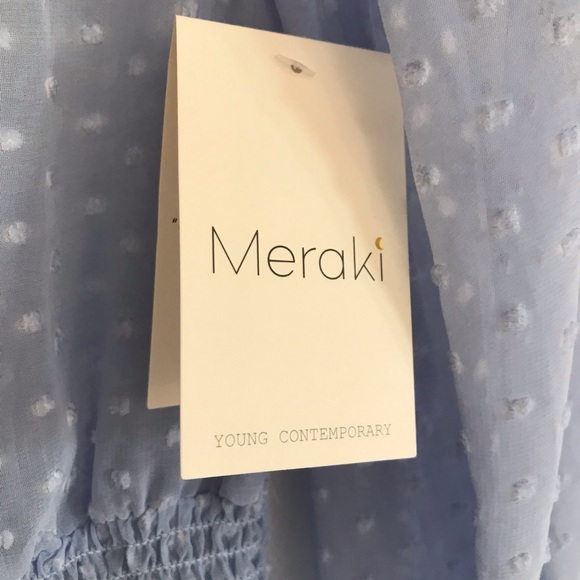 MERAKI Blouse Women's Size S Blue Floral Sheer Long Sleeve Kawaii Girlcore NWT - Picture 3 of 13